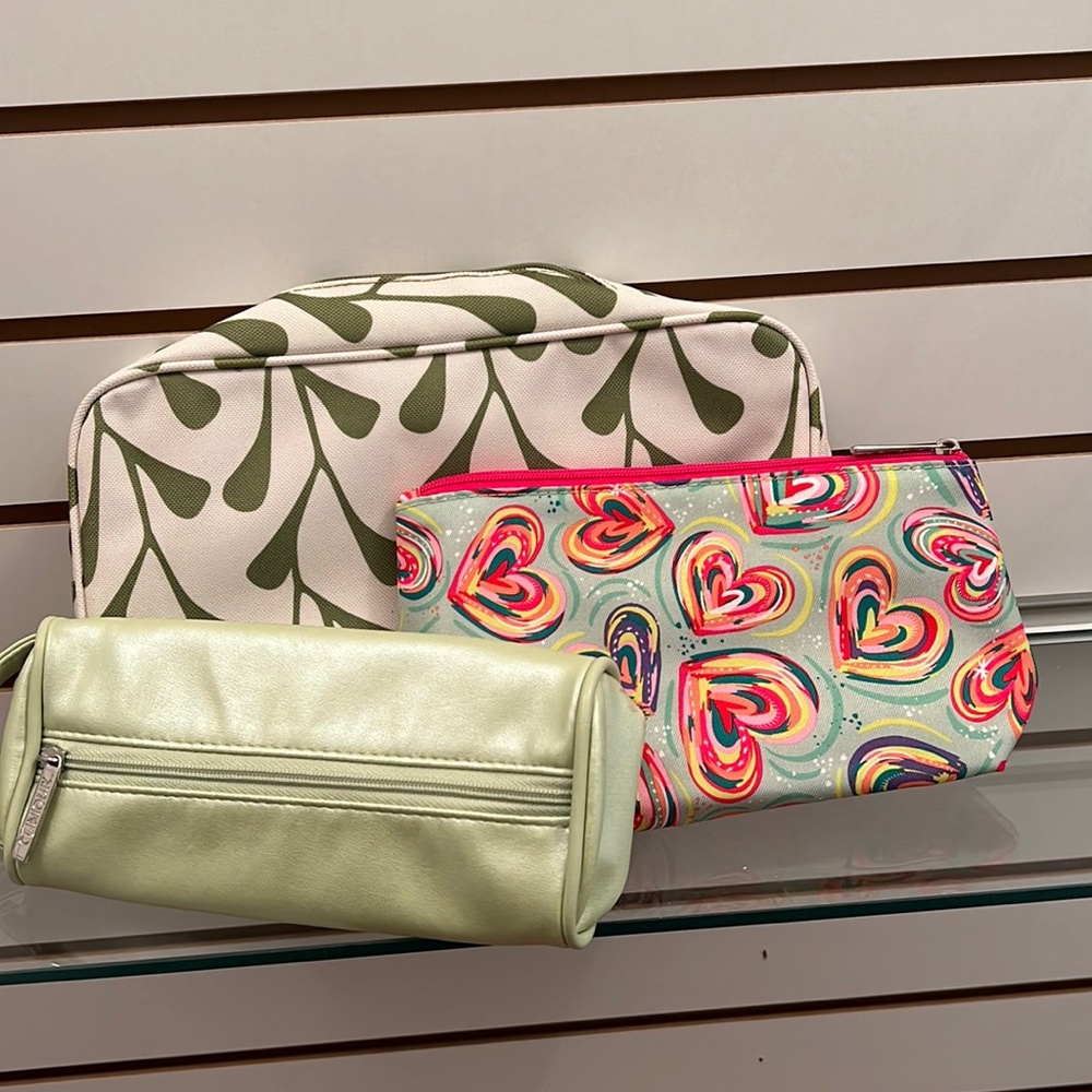 Clinique Cosmetic Bags Set - Green, Pink, Multicolor